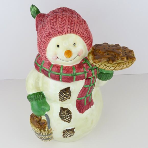 BICO Snowman Cookie Jar 11” Ceramic Holiday Gingerbread Christmas Kitchen Decor - Picture 2 of 14